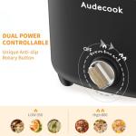 Audecook Hot Pot Electric, 2.5L Portable Nonstick Multicooker for 1-3 Persons, Honeycomb Texture Travel Electric Skillet with Dual Power Temperature Control for Steak/Egg/Noodles/Oatmeal (Black)