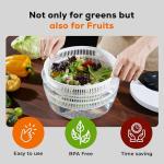 AVI ESSENTIALS Salad Spinner 4.0L – Space Saving Portable Lettuce Spinner with Lid Lock & Rotary Handle, BPA-Free Vegetable & Fruit Dryer, Compact Design for Quick, Easy & Mess-Free Salad Prep