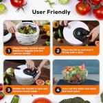 AVI ESSENTIALS Salad Spinner 4.0L – Space Saving Portable Lettuce Spinner with Lid Lock & Rotary Handle, BPA-Free Vegetable & Fruit Dryer, Compact Design for Quick, Easy & Mess-Free Salad Prep