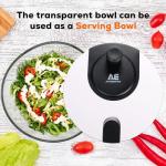 AVI ESSENTIALS Salad Spinner 4.0L – Space Saving Portable Lettuce Spinner with Lid Lock & Rotary Handle, BPA-Free Vegetable & Fruit Dryer, Compact Design for Quick, Easy & Mess-Free Salad Prep