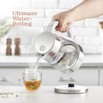 Speed-Boil Water Electric Kettle, 1.7L 1500W, Coffee & Tea Kettle Borosilicate Glass, Water Boiler, Auto Shut-Off, Cool Touch Handle, Base Detachable, LED. 360° Rotation, Boil Dry Protection (White)