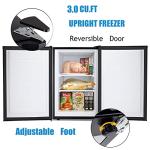 Antarctic Star Upright Freezer 3.0 Cu.ft, Compact Mini Freezer with Reversible Single Door, Temperature Control, Removable Shelves, Small freezer Stainless Steel for Dorms Home Office, Silver