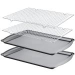 Gymdin Baking Sheet with Cooling Racks - Carbon Steel Cookie Sheets for Baking [2 Sheets + 2 Racks], Nonstick Baking Pans, Perfect for Baking, Roasting, and More, Size 17 x 11 x 0.5 Inches