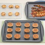 Gymdin Baking Sheet with Cooling Racks - Carbon Steel Cookie Sheets for Baking [2 Sheets + 2 Racks], Nonstick Baking Pans, Perfect for Baking, Roasting, and More, Size 17 x 11 x 0.5 Inches