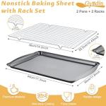 Gymdin Baking Sheet with Cooling Racks - Carbon Steel Cookie Sheets for Baking [2 Sheets + 2 Racks], Nonstick Baking Pans, Perfect for Baking, Roasting, and More, Size 17 x 11 x 0.5 Inches