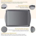 Gymdin Baking Sheet with Cooling Racks - Carbon Steel Cookie Sheets for Baking [2 Sheets + 2 Racks], Nonstick Baking Pans, Perfect for Baking, Roasting, and More, Size 17 x 11 x 0.5 Inches