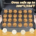 Gymdin Baking Sheet with Cooling Racks - Carbon Steel Cookie Sheets for Baking [2 Sheets + 2 Racks], Nonstick Baking Pans, Perfect for Baking, Roasting, and More, Size 17 x 11 x 0.5 Inches