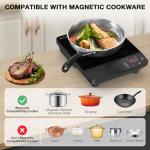 Nafewin Portable Induction Cooktop 1800W,110V Single Burner Induction Burner & Fry Pan, Hot Plate Stove Electric Burner LED Touch Control & 4H Timer, 8 Power 8 Temperature Setting for Cooking