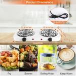 Portable Double Burner Electric Coil Heating Hot Plate Stove Countertop RV Hotplate Temperature Controls Easy to Clean 2000W