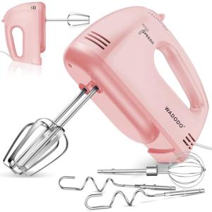 WADODO 200W Electric Hand Mixer, 7-Speeds Small Handheld Mixer with 304 Stainless Steel Beaters, Dough Hooks & Whisk Attachment, Portable Food Kitchen Mixer for Baking Cake Cookies Cream