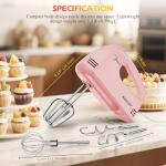 WADODO 200W Electric Hand Mixer, 7-Speeds Small Handheld Mixer with 304 Stainless Steel Beaters, Dough Hooks & Whisk Attachment, Portable Food Kitchen Mixer for Baking Cake Cookies Cream