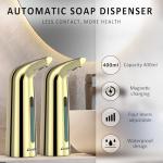Greatmay Convenient Automatic Soap Dispenser,4 Adjustable Levels Touchless Hand Sanitizer Pump with Infrared Sensor, 400 ml Countertop Electric Soap Dispenser for Bathroom,Kitchen (Gold2)
