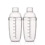 FEOOWV 2 Pcs Plastic Cocktail Shaker,Drink Mixer Hand Shaker Cup with Scales,Bar Tool Transparent (24 oz / 700cc)