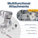 VIVOHOME 4.75 Quart Stand Mixer, 8 Speed Kitchen Electric Food Mixer, Household Stand Mixer for Baking, Cake, Bread with Beater, Dough Hook, Wire Whip and Egg Separator, Silver