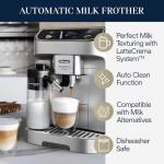 De'Longhi Magnifica Plus Fully Automatic Espresso Machine - Brew 18+ One Touch Coffee Recipes for up to 4 User Profiles, Automatic Milk Steam Wand & Built-in Grinder, Touchscreen Display