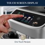De'Longhi Magnifica Plus Fully Automatic Espresso Machine - Brew 18+ One Touch Coffee Recipes for up to 4 User Profiles, Automatic Milk Steam Wand & Built-in Grinder, Touchscreen Display