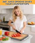 Cutting Boards for Kitchen - Food Grade Double Sided Pure Stainless steel& Bamboo Chopping Board with Handle, Slip resistant Non-toxic Charcuterie Board Housewarming Gifts (15.5×10)