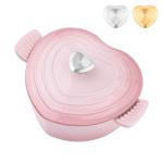 Mabeeze Heart-Shaped Enameled Cast Iron Dutch Oven – 2-Quart Casserole Pot with Lid, Gradient Pink – Nonstick, Oven-Safe, Compatible with All Cooktops – Ideal for Baking, Braising & Serving