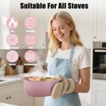 Mabeeze Heart-Shaped Enameled Cast Iron Dutch Oven – 2-Quart Casserole Pot with Lid, Gradient Pink – Nonstick, Oven-Safe, Compatible with All Cooktops – Ideal for Baking, Braising & Serving