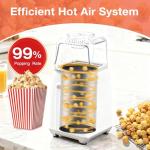 ganovea Hot Air Popcorn Maker - Oil-Free, 2-4Minute Popper, Measuring Cup to Portion Popping Corn Kernels + Melt Butter-for Healthy Snacks & Family Movie Nights(1200W) (White)