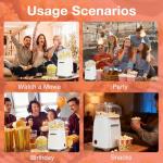 ganovea Hot Air Popcorn Maker - Oil-Free, 2-4Minute Popper, Measuring Cup to Portion Popping Corn Kernels + Melt Butter-for Healthy Snacks & Family Movie Nights(1200W) (White)