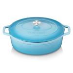 vancasso Enameled Cast Iron Dutch Oven, 9.3 Quart Dutch Oven Pot with Lid, Oval Dutch Oven Cast Iron Pot with Non Stick Coating for Bread Baking, Light Blue