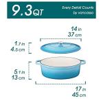 vancasso Enameled Cast Iron Dutch Oven, 9.3 Quart Dutch Oven Pot with Lid, Oval Dutch Oven Cast Iron Pot with Non Stick Coating for Bread Baking, Light Blue
