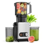 AGLUCKY Cold Press Juicer Machines, 4.35" Large Feed Chute Juice Extractor Self-Feeding Machine, High Juice Yield, Slow Masticating Juicer for Whole Vegetables & Fruits, Stainless Steel & Black
