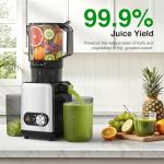 AGLUCKY Cold Press Juicer Machines, 4.35" Large Feed Chute Juice Extractor Self-Feeding Machine, High Juice Yield, Slow Masticating Juicer for Whole Vegetables & Fruits, Stainless Steel & Black