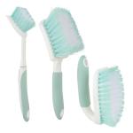 3 Pack Scrub Brush Set, Heavy-Duty Bathroom Scrub Brushes for Cleaning, Green Scrubbing Brush with Non-Slip Handle and Stiff Bristles for Bathtub, Floor, Tub, Tile, Gap, Kitchen, Sink