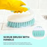 3 Pack Scrub Brush Set, Heavy-Duty Bathroom Scrub Brushes for Cleaning, Green Scrubbing Brush with Non-Slip Handle and Stiff Bristles for Bathtub, Floor, Tub, Tile, Gap, Kitchen, Sink