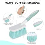 3 Pack Scrub Brush Set, Heavy-Duty Bathroom Scrub Brushes for Cleaning, Green Scrubbing Brush with Non-Slip Handle and Stiff Bristles for Bathtub, Floor, Tub, Tile, Gap, Kitchen, Sink