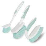 3 Pack Scrub Brush Set, Heavy-Duty Bathroom Scrub Brushes for Cleaning, Green Scrubbing Brush with Non-Slip Handle and Stiff Bristles for Bathtub, Floor, Tub, Tile, Gap, Kitchen, Sink