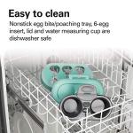 Hamilton Beach Sous Vide Style Electric Egg Bite Maker, Hard Boiled Egg Cooker & Poacher with Removable Nonstick Tray, Makes 2 in Under 10 Minutes, Teal (25511)