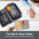 Bentgo® Deluxe Lunch Bag - Durable and Insulated Lunch Tote with Zippered Outer Pocket, Internal Mesh Pocket, Padded & Adjustable Straps, & 2-Way Zippers - Fits Most Lunch Boxes (Carbon Black)