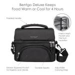 Bentgo® Deluxe Lunch Bag - Durable and Insulated Lunch Tote with Zippered Outer Pocket, Internal Mesh Pocket, Padded & Adjustable Straps, & 2-Way Zippers - Fits Most Lunch Boxes (Carbon Black)