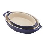 STAUB Ceramic Oval Baking Dish Set, 2-piece, Dark Blue