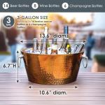 BREKX Insulated Rose Copper Double Walled Ice Bucket for Parties, Anchored Wine Bucket/Large Ice Bucket with Handles, Drink Cooler for Parties, 12 Quarts (3 Gallon)