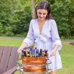 BREKX Insulated Rose Copper Double Walled Ice Bucket for Parties, Anchored Wine Bucket/Large Ice Bucket with Handles, Drink Cooler for Parties, 12 Quarts (3 Gallon)