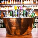 BREKX Insulated Rose Copper Double Walled Ice Bucket for Parties, Anchored Wine Bucket/Large Ice Bucket with Handles, Drink Cooler for Parties, 12 Quarts (3 Gallon)