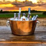 BREKX Insulated Rose Copper Double Walled Ice Bucket for Parties, Anchored Wine Bucket/Large Ice Bucket with Handles, Drink Cooler for Parties, 12 Quarts (3 Gallon)