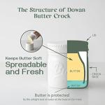 DOWAN Butter Crock, French Butter Dish for Spreadable Soft Butter, Ceramic Butter Keeper With Lid for Countertop, Butter Dish With Waterline, Housewarming Gift, Kitchen and Home Decor, Soft White