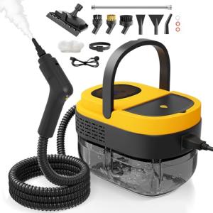Steam Cleaner,2500W Steamer for Cleaning 1.69 Quarts Large Capacity Tank,Temperature steamer for Home,Car,kitchens,Camping （Yellow)