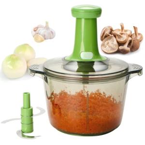 Brieftons Express Manual Food Chopper: Large 8.5-Cup, Hand Chopper Vegetable Cutter to Chop Veggies, Fruits, Herbs, Garlic Onion Chopper for Salsa, Salad, Pesto, Guacamole, Coleslaw, Indian Cooking