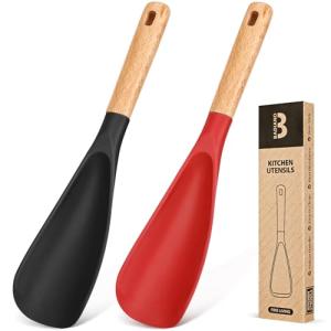 Silicone Cooking Spoon with Wooden Handle - 11.4 inch