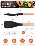 Silicone Cooking Spoon with Wooden Handle - 11.4 inch