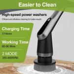Electric Spin Scrubber with Retractable Handle, 12-in-1