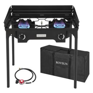 ROVSUN 2-Burner Propane Gas Stove with Accessories