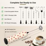 Rechargeable Handheld Milk Frother with 5 Heads
