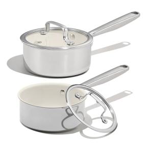 Stainless Steel Non-Stick Saucepan Set - 1.6Qt & 3Qt